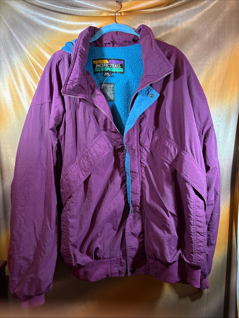 Vintage 80’s Pacific Trail Women's Purple Bomber Jacket Blue Lining F2